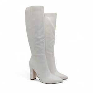 Dream Pairs Women's Size 7.5 Ivory Block Heel Knee High Boots